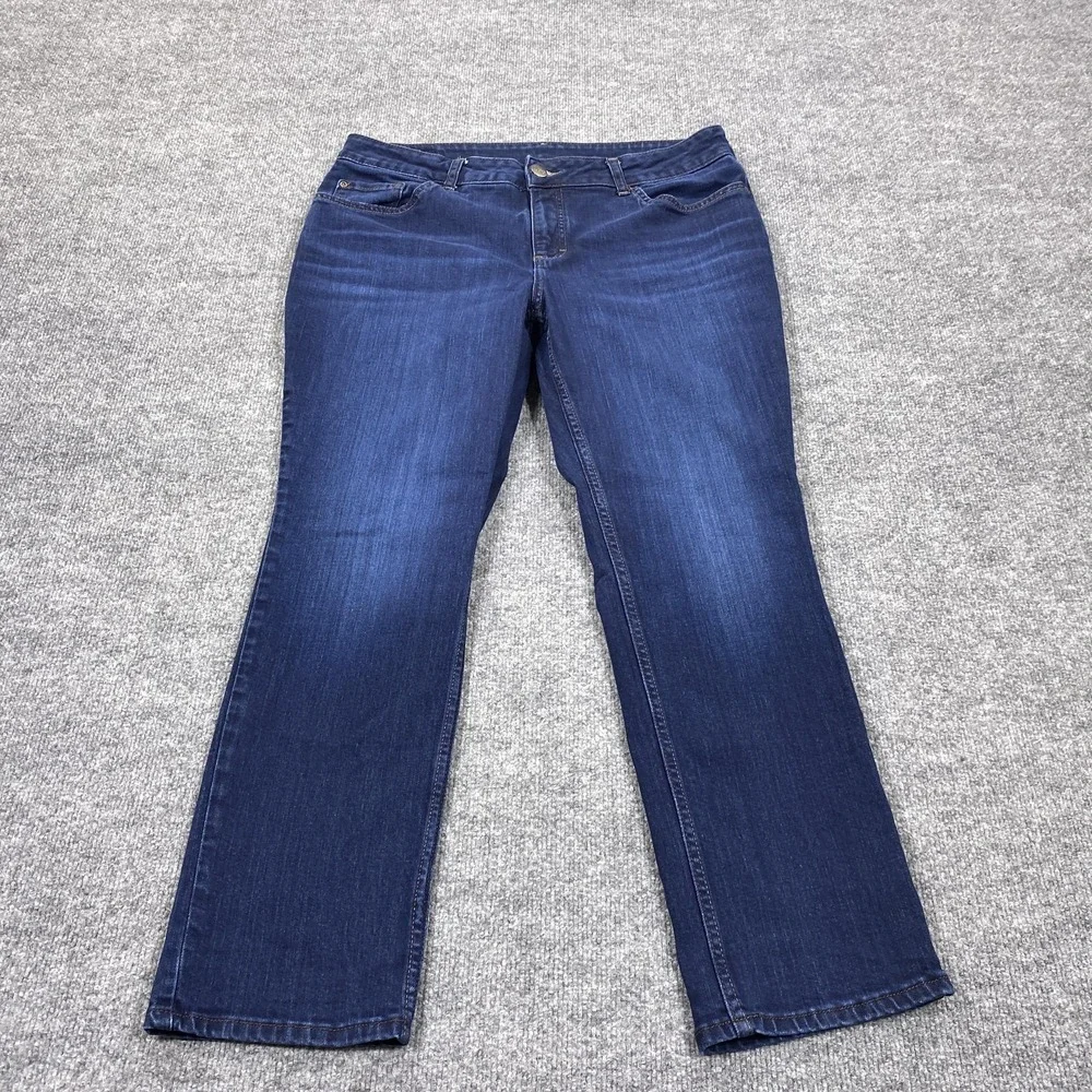 Lee Jeans Womens 18W Blue Dark Wash Bootcut Mid Rise Stretch 38 Waist Denim